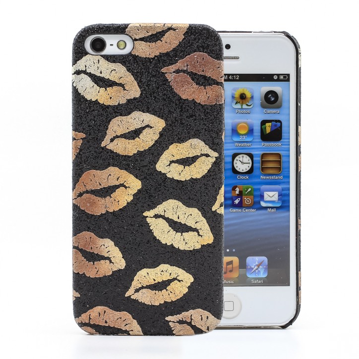 COOVY® Cover für Apple iPhone 5 / 5s / SE ultraleichtes, dünnes Bumper Case, Hülle, Slim, funkelndes Kussmund Glitzer-Design | 