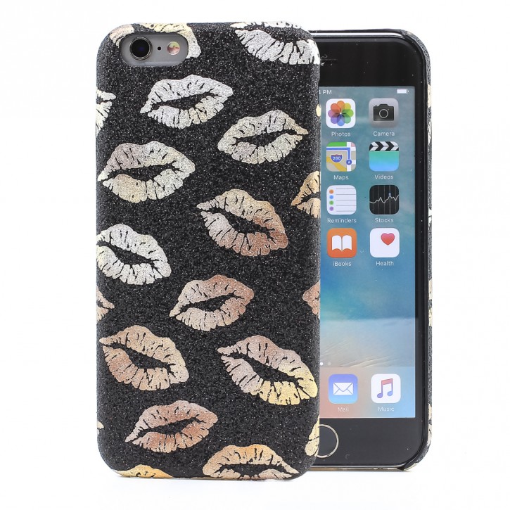 COOVY® Cover für Apple iPhone 6 / 6s ultraleichtes, dünnes Bumper Case, Hülle, Slim, funkelndes Kussmund Glitzer-Design | 