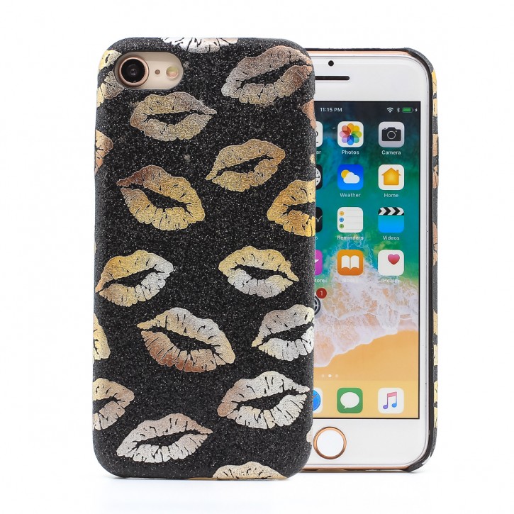 COOVY® Cover für Apple iPhone 7 / 8 ultraleichtes, dünnes Bumper Case, Hülle, Slim, funkelndes Kussmund Glitzer-Design | 