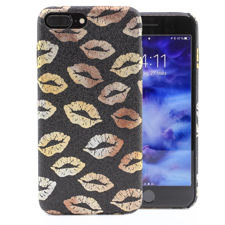 COOVY® Cover für Apple iPhone 7 + plus / 8 + plus ultraleichtes, dünnes Bumper Case, Hülle, Slim, funkelndes Kussmund Glitzer-Design | 
