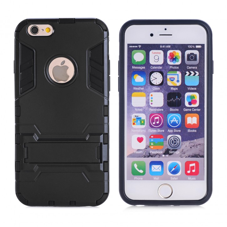 COOVY® Cover für Apple iPhone 5 / 5s / SE Bumper Case, Doppelschicht aus Plastik + TPU-Silikon, extra stark, Anti-Shock Hülle, Standfunktion | 