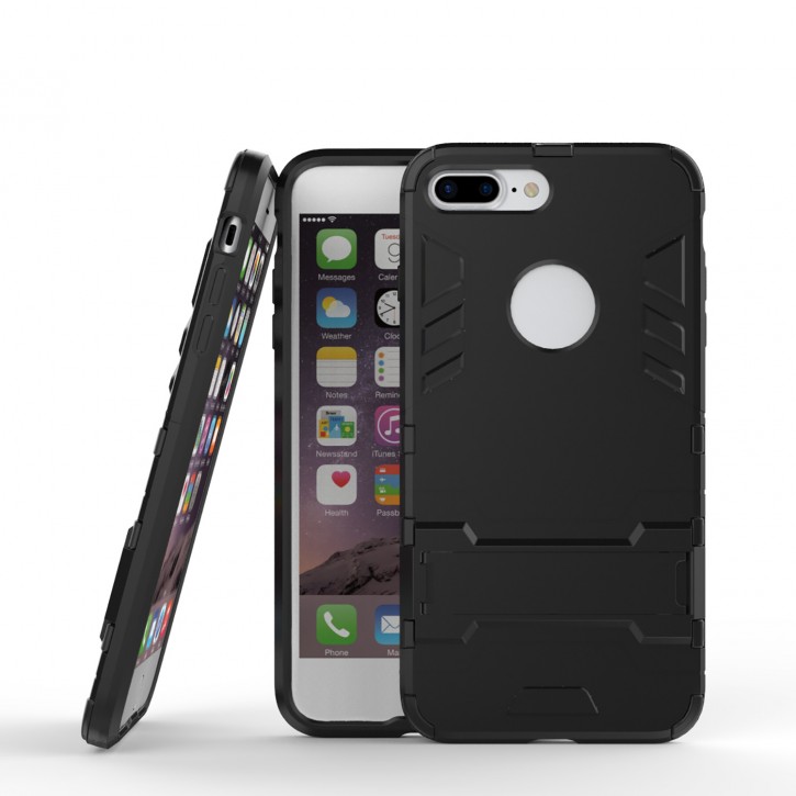 COOVY® Cover für Apple iPhone 7 + plus / 8 + plus Bumper Case, Doppelschicht aus Plastik + TPU-Silikon, extra stark, Anti-Shock Hülle, Standfunktion | 