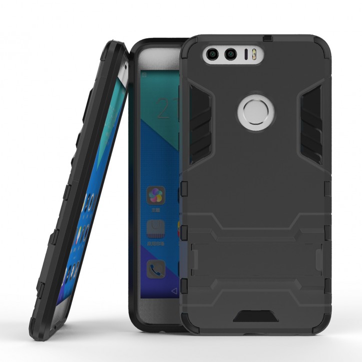 COOVY® Cover für Huawei Honor 8 Bumper Case, Doppelschicht aus Plastik + TPU-Silikon, extra stark, Anti-Shock Hülle, Standfunktion | 