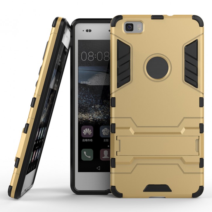 COOVY® Cover für Huawei P8 lite (Model 2015) Bumper Case, Doppelschicht aus Plastik + TPU-Silikon, extra stark, Anti-Shock Hülle, Standfunktion | 