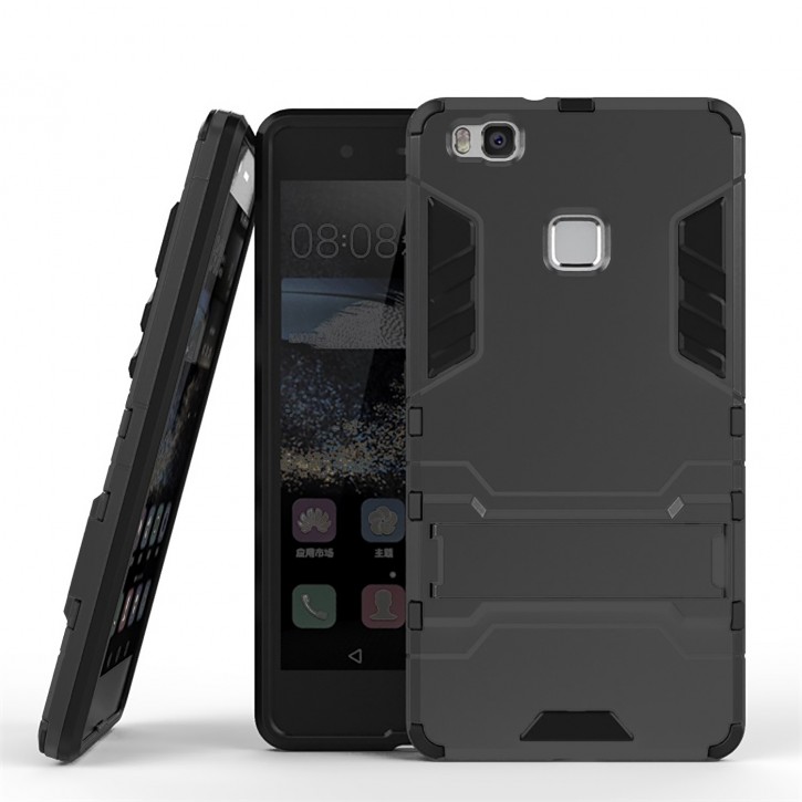 COOVY® Cover für Huawei P9 lite / G9 lite Bumper Case, Doppelschicht aus Plastik + TPU-Silikon, extra stark, Anti-Shock Hülle, Standfunktion | 