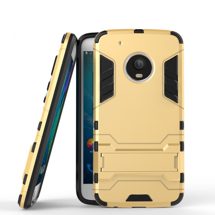 COOVY® Cover für Motorola Moto G5 + plus Bumper Case, Doppelschicht aus Plastik + TPU-Silikon, extra stark, Anti-Shock Hülle, Standfunktion | 