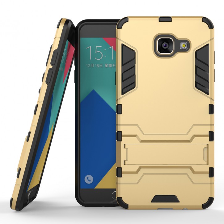 COOVY® Cover für Samsung Galaxy A5 SM-A510 / SM-A510F (Model 2016) Bumper Case, Doppelschicht aus Plastik + TPU-Silikon, extra stark, Anti-Shock Hülle, Standfunktion | 