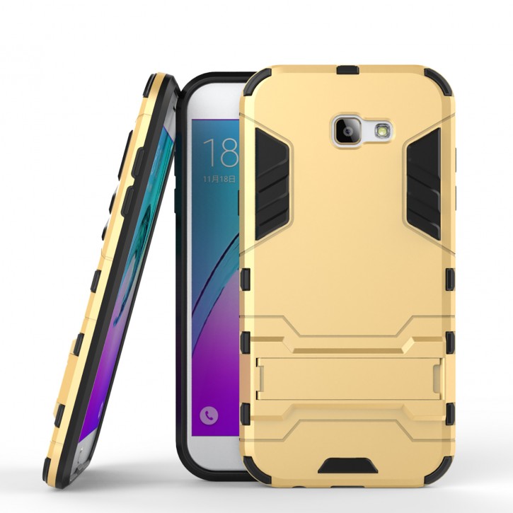 COOVY® Cover für Samsung Galaxy A7 SM-A720 / SM-A720F (Model 2017) Bumper Case, Doppelschicht aus Plastik + TPU-Silikon, extra stark, Anti-Shock Hülle, Standfunktion | 