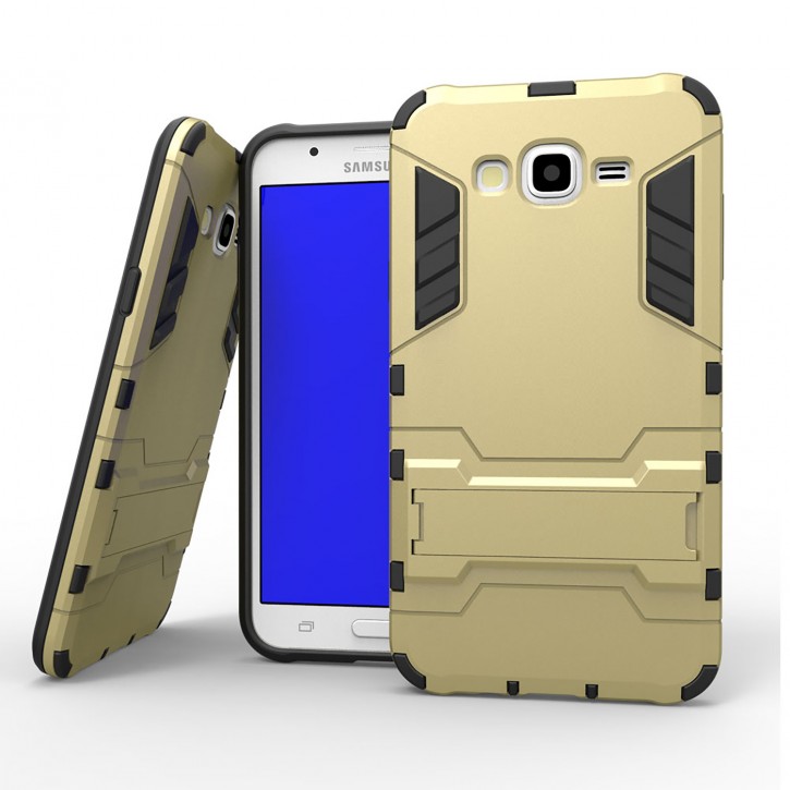 COOVY® Cover für Samsung Galaxy J7 SM-J700 / SM-J700F / SM-J700F/DS (Model 2015) Bumper Case, Doppelschicht aus Plastik + TPU-Silikon, extra stark, Anti-Shock Hülle, Standfunktion | 