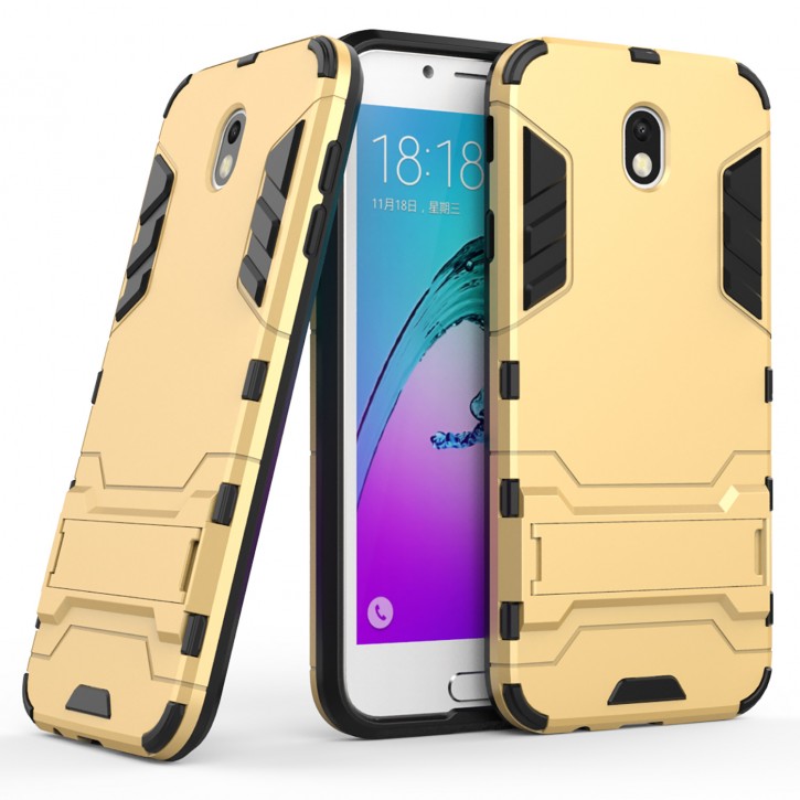 COOVY® Cover für Samsung Galaxy J7 SM-J730GM / SM-J730F/DS (Model 2017) / J7 pro  Bumper Case, Doppelschicht aus Plastik + TPU-Silikon, extra stark, Anti-Shock Hülle, Standfunktion | 