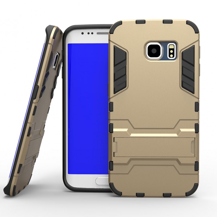 COOVY® Cover für Samsung Galaxy S6 EDGE SM-G925F SM-G925 Bumper Case, Doppelschicht aus Plastik + TPU-Silikon, extra stark, Anti-Shock Hülle, Standfunktion | 