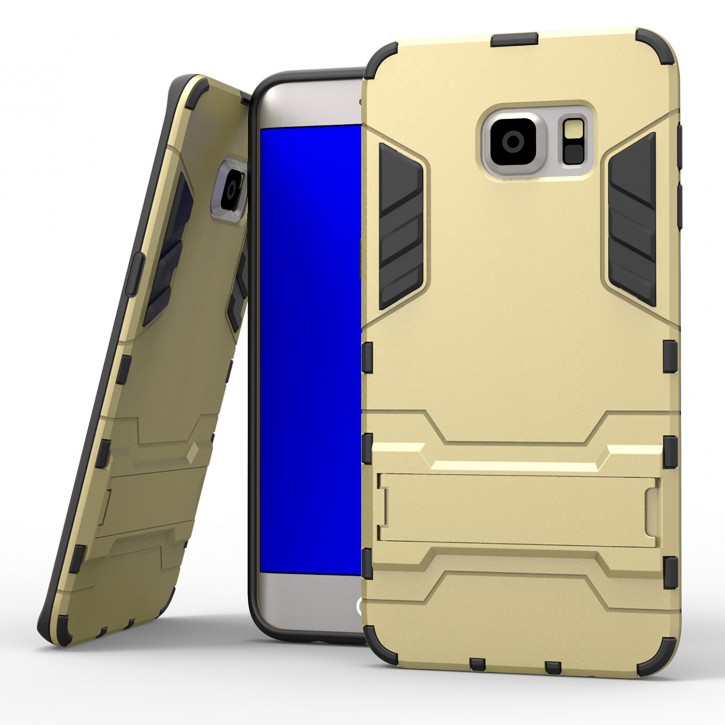 COOVY® Cover für Samsung Galaxy S6 EDGE + plus SM-G928F Bumper Case, Doppelschicht aus Plastik + TPU-Silikon, extra stark, Anti-Shock Hülle, Standfunktion | 