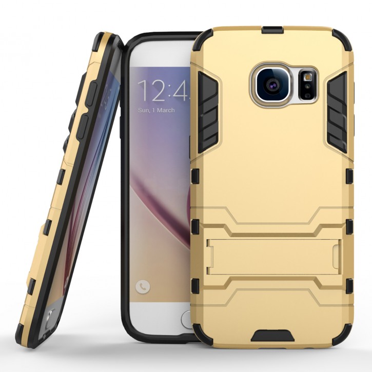 COOVY® Cover für Samsung Galaxy S7 EDGE SM-G935F SM-G935 Bumper Case, Doppelschicht aus Plastik + TPU-Silikon, extra stark, Anti-Shock Hülle, Standfunktion | 