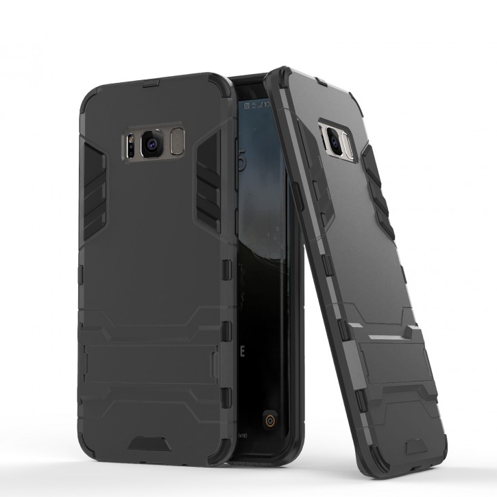 COOVY® Cover für Samsung Galaxy S8 SM-G950F / SM-G950FD Bumper Case, Doppelschicht aus Plastik + TPU-Silikon, extra stark, Anti-Shock Hülle, Standfunktion | 