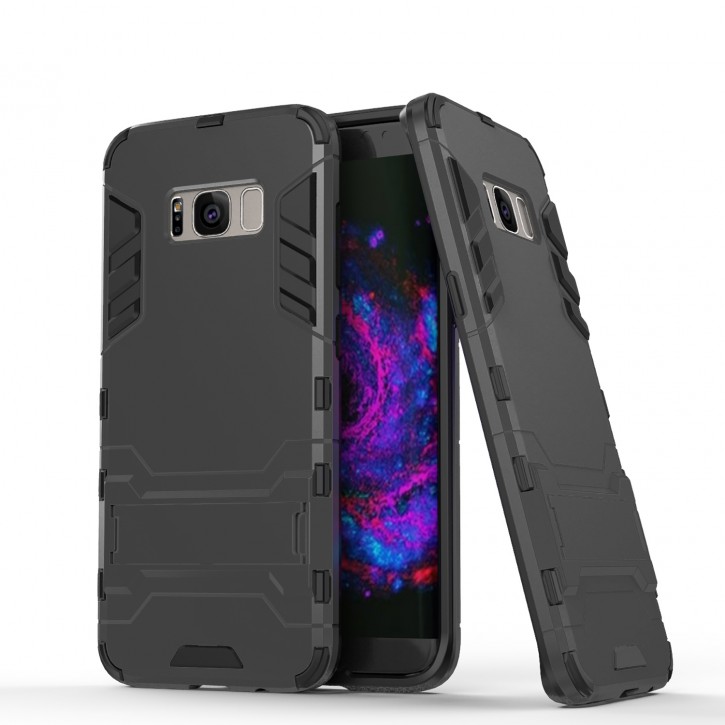 COOVY® Cover für Samsung Galaxy S8 + plus SM-G955F / SM-G955FD Bumper Case, Doppelschicht aus Plastik + TPU-Silikon, extra stark, Anti-Shock Hülle, Standfunktion | 