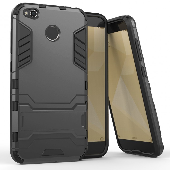COOVY® Cover für Xiaomi Redmi 4 / 4X Bumper Case, Doppelschicht aus Plastik + TPU-Silikon, extra stark, Anti-Shock Hülle, Standfunktion | 