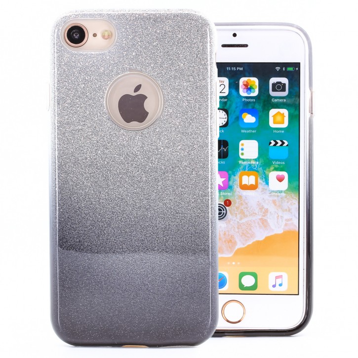 COOVY® Cover für Apple iPhone 7 / 8 leichtes dünnes Bumper Case aus Plastik + TPU-Silikon, Hülle, schillerndes Glitzer-Design | 