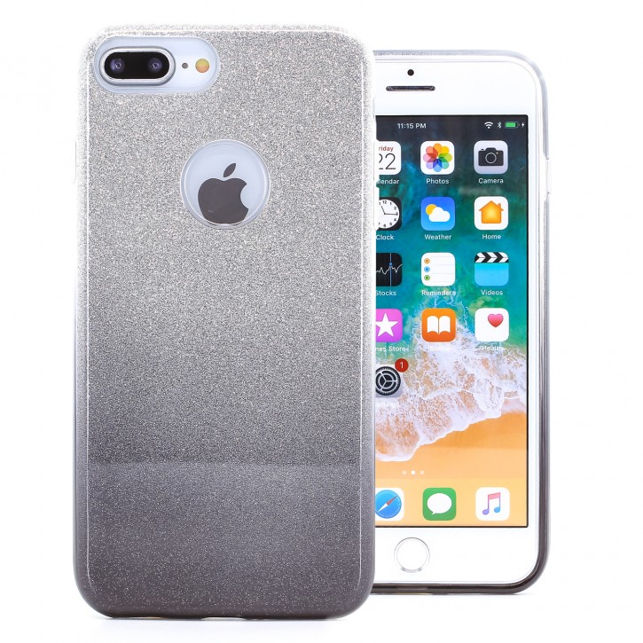 COOVY® Cover für Apple iPhone 7 + plus / 8 + plus leichtes dünnes Bumper Case aus Plastik + TPU-Silikon, Hülle, schillerndes Glitzer-Design | 