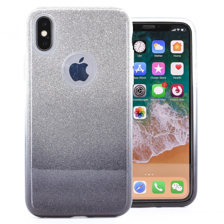 COOVY® Cover für Apple iPhone X / Xs leichtes dünnes Bumper Case aus Plastik + TPU-Silikon, Hülle, schillerndes Glitzer-Design | 