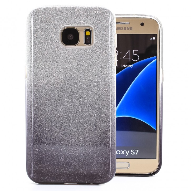 COOVY® Cover für Samsung Galaxy S7 SM-G930F SM-G930 leichtes dünnes Bumper Case aus Plastik + TPU-Silikon, Hülle, schillerndes Glitzer-Design | 