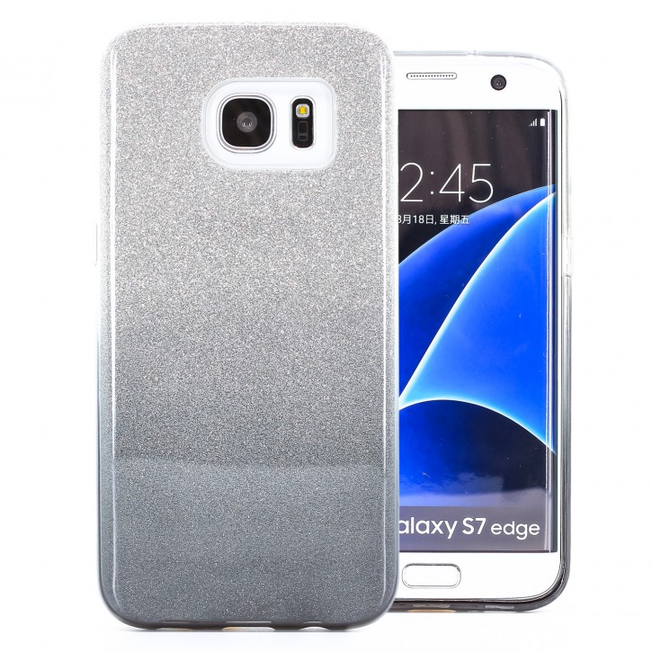 COOVY® Cover für Samsung Galaxy S7 EDGE SM-G935F SM-G935 leichtes dünnes Bumper Case aus Plastik + TPU-Silikon, Hülle, schillerndes Glitzer-Design | 
