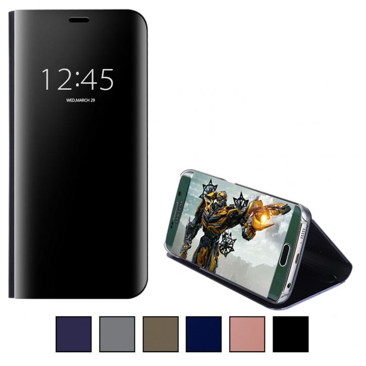 COOVY® Cover für Samsung Galaxy S6 SM-G920F SM-G920 metallic Optik, Clear View, luxuriöses, durchsichtiges Spiegel Fenster Case, Hülle, Standfunktion | 