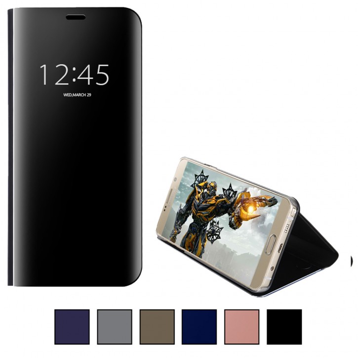 COOVY® Cover für Samsung Galaxy Note 5 SM-N920 / SM-920F metallic Optik, Clear View, luxuriöses, durchsichtiges Spiegel Fenster Case, Hülle, Standfunktion | 