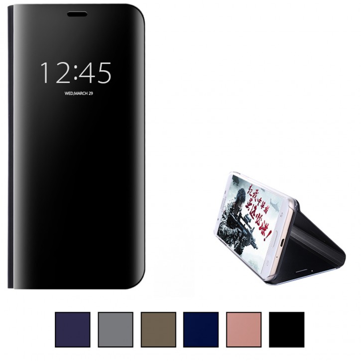 COOVY® Cover für Samsung Galaxy J7 SM-J700 / SM-J700F / SM-J700F/DS (Model 2015) metallic Optik, Clear View, luxuriöses, durchsichtiges Spiegel Fenster Case, Hülle, Standfunktion | 