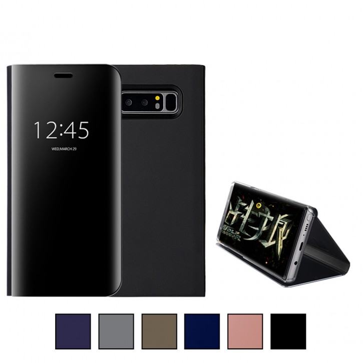 COOVY® Cover für Samsung Galaxy Note 8 SM-N950 / SM-N950F / SM-N950FD metallic Optik, Clear View, luxuriöses, durchsichtiges Spiegel Fenster Case, Hülle, Standfunktion | 