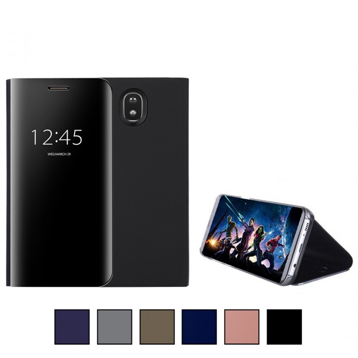COOVY® Cover für Samsung Galaxy J5 SM-J530 / SM-J530F/DS (Model 2017) / J5 pro metallic Optik, Clear View, luxuriöses, durchsichtiges Spiegel Fenster Case, Hülle, Standfunktion | 