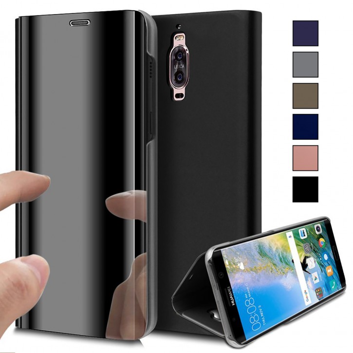 COOVY® Cover für Huawei Mate 9 pro metallic Optik, Clear View, luxuriöses, durchsichtiges Spiegel Fenster Case, Hülle, Standfunktion | 