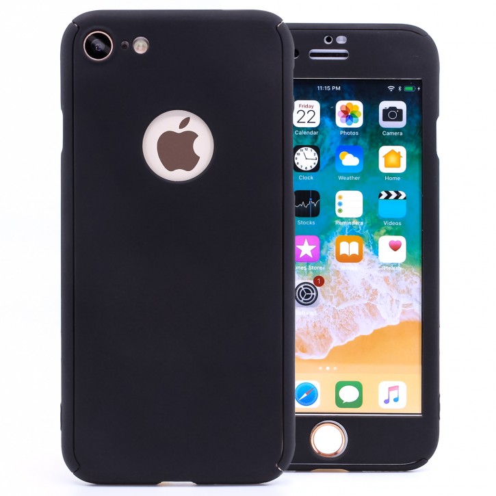 COOVY® Cover für Apple iPhone 7 360° rundum Bumper Case, ultra dünn und leicht, mit Displayschutz, Fullbody-Hülle | 