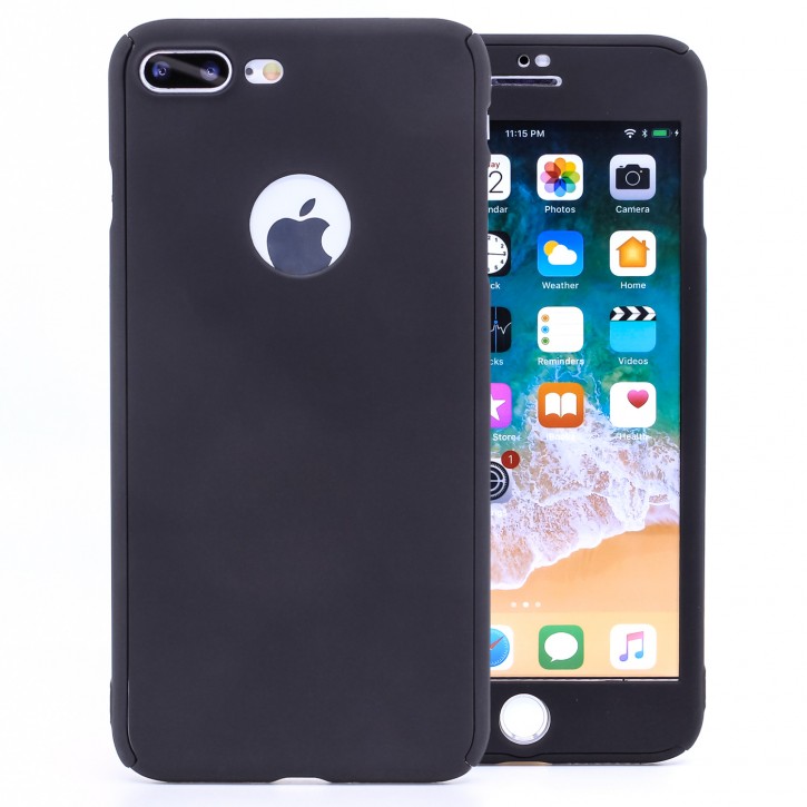 COOVY® Cover für Apple iPhone 8 + plus 360° rundum Bumper Case, ultra dünn und leicht, mit Displayschutz, Fullbody-Hülle | 