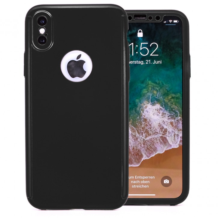 COOVY® Cover für Apple iPhone X / Xs 360° rundum Bumper Case, ultra dünn und leicht, mit Displayschutz, Fullbody-Hülle | 
