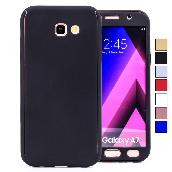 COOVY® Cover für Samsung Galaxy A7 SM-A720 / SM-A720F (Model 2017) 360° rundum Bumper Case, ultra dünn und leicht, mit Displayschutz, Fullbody-Hülle | 