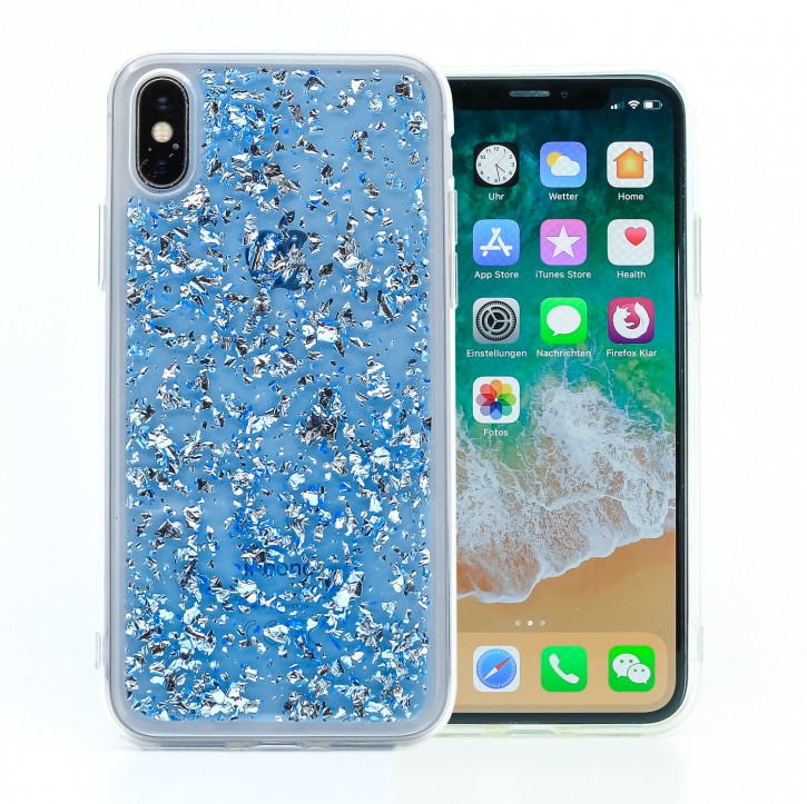 COOVY® Cover für Apple iPhone X / Xs dünnes TPU Silikon Bumper Case, Hülle, Slim, in funkelndem Glitzer-Design | 