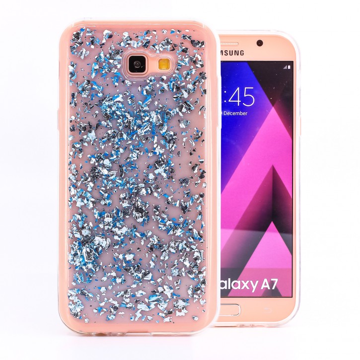 COOVY® Cover für Samsung Galaxy A7 SM-A720 / SM-A720F (Model 2017) dünnes TPU Silikon Bumper Case, Hülle, Slim, in funkelndem Glitzer-Design | 