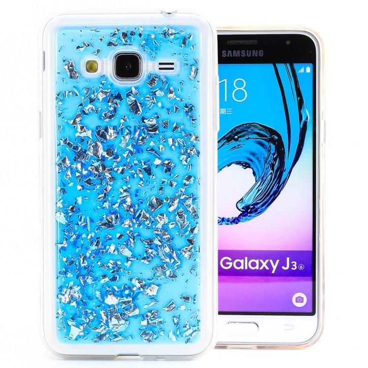 COOVY® Cover für Samsung Galaxy J3 SM-J310 SM-J320 (Model 2015 / 2016) dünnes TPU Silikon Bumper Case, Hülle, Slim, in funkelndem Glitzer-Design | 