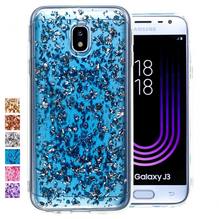 COOVY® Cover für Samsung Galaxy J3 SM-J330G / SM-J330F/DS (Model 2017) / J3 pro dünnes TPU Silikon Bumper Case, Hülle, Slim, in funkelndem Glitzer-Design | 