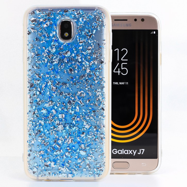 COOVY® Cover für Samsung Galaxy J7 SM-J730GM / SM-J730F/DS (Model 2017) / J7 pro  dünnes TPU Silikon Bumper Case, Hülle, Slim, in funkelndem Glitzer-Design | 