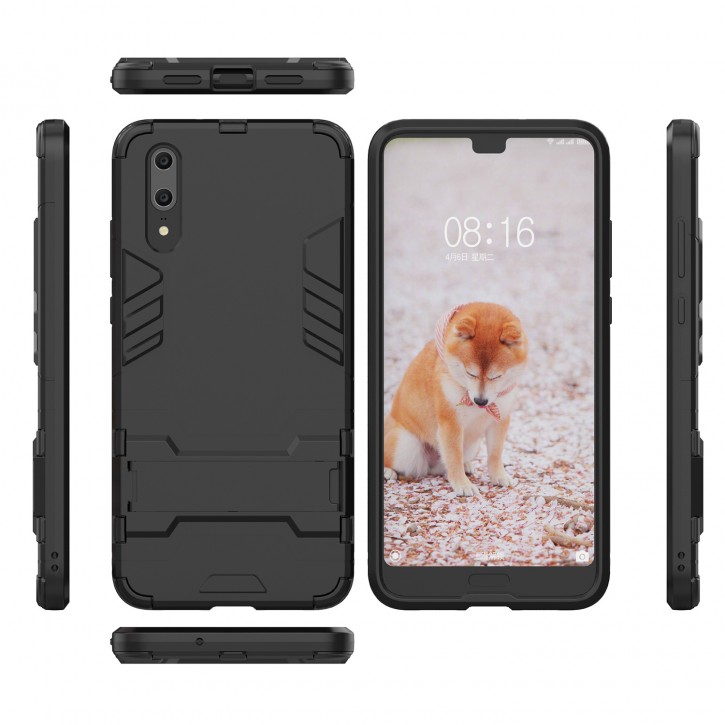 COOVY® Cover für Huawei P20 Bumper Case, Doppelschicht aus Plastik + TPU-Silikon, extra stark, Anti-Shock Hülle, Standfunktion | 