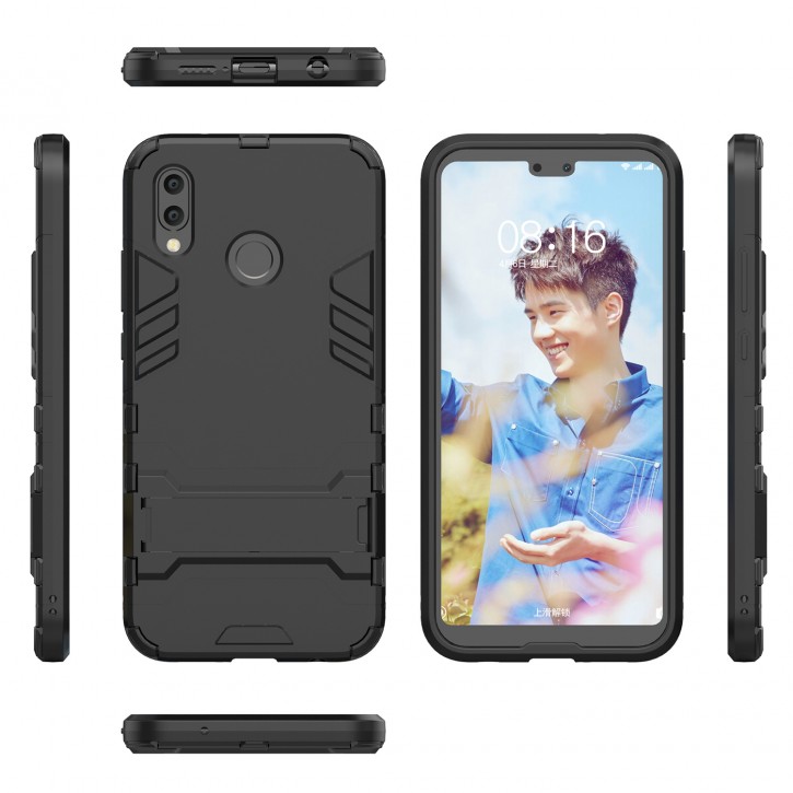 COOVY® Cover für Huawei P20 lite Bumper Case, Doppelschicht aus Plastik + TPU-Silikon, extra stark, Anti-Shock Hülle, Standfunktion | 