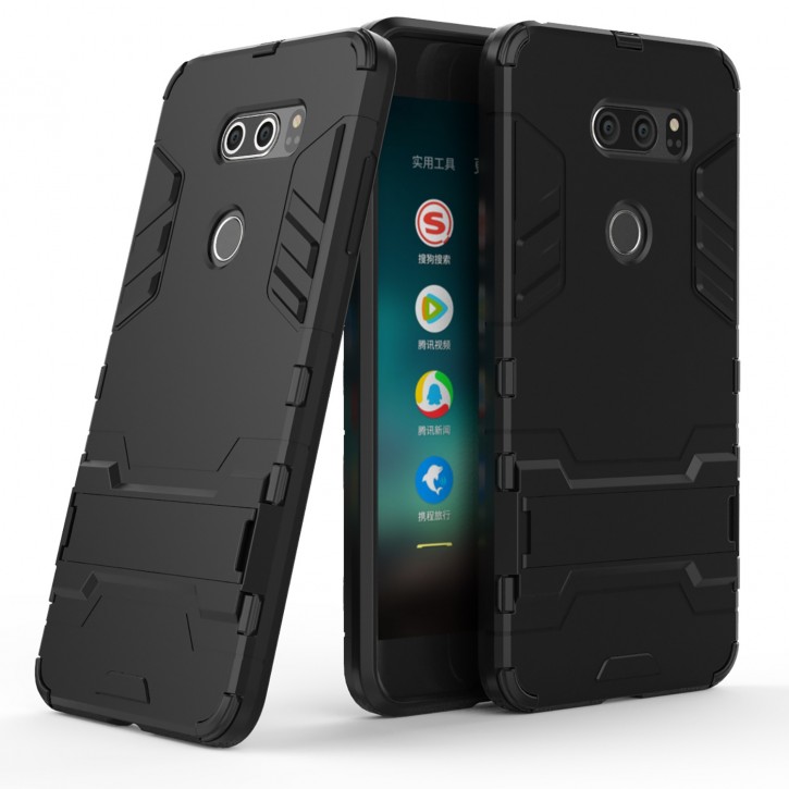 COOVY® Cover für LG V30 Bumper Case, Doppelschicht aus Plastik + TPU-Silikon, extra stark, Anti-Shock Hülle, Standfunktion | 
