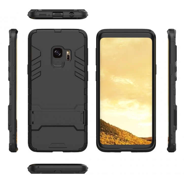 COOVY® Cover für Samsung Galaxy S9 SM-G960F / SM-G960F/DS Bumper Case, Doppelschicht aus Plastik + TPU-Silikon, extra stark, Anti-Shock Hülle, Standfunktion | 