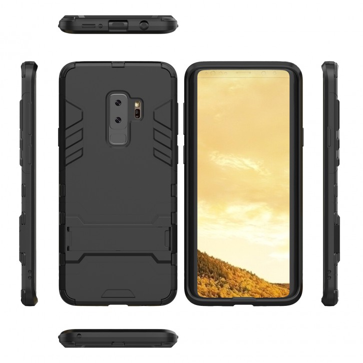 COOVY® Cover für Samsung Galaxy S9 + plus SM-G965F / SM-G965F/DS Bumper Case, Doppelschicht aus Plastik + TPU-Silikon, extra stark, Anti-Shock Hülle, Standfunktion | 