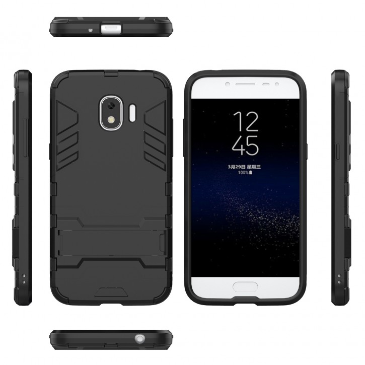 COOVY® Cover für Samsung Galaxy J2 Grand Prime pro SM-J250F/DS (Model 2018) Bumper Case, Doppelschicht aus Plastik + TPU-Silikon, extra stark, Anti-Shock Hülle, Standfunktion | 