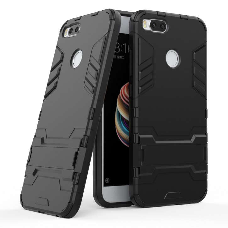 COOVY® Cover für Xiaomi Mi A1 Bumper Case, Doppelschicht aus Plastik + TPU-Silikon, extra stark, Anti-Shock Hülle, Standfunktion | 