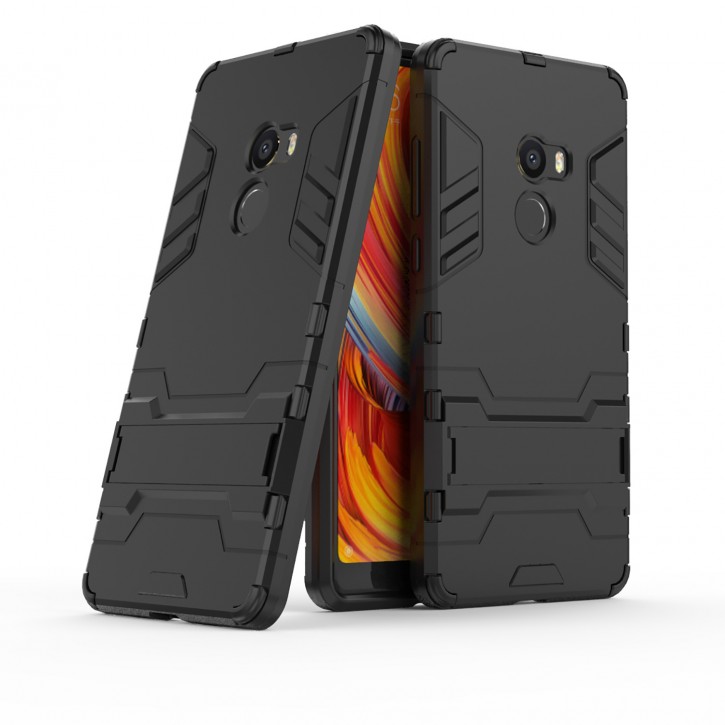 COOVY® Cover für Xiaomi Mi Mix 2 Bumper Case, Doppelschicht aus Plastik + TPU-Silikon, extra stark, Anti-Shock Hülle, Standfunktion | 