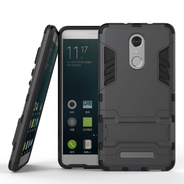 COOVY® Cover für Xiaomi Redmi Note 3 Bumper Case, Doppelschicht aus Plastik + TPU-Silikon, extra stark, Anti-Shock Hülle, Standfunktion | 