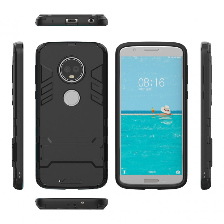 COOVY® Cover für Motorola Moto G6 Bumper Case, Doppelschicht aus Plastik + TPU-Silikon, extra stark, Anti-Shock Hülle, Standfunktion | 